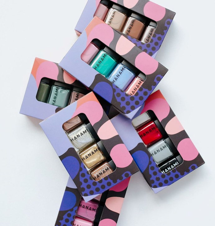 Hanami non-toxic nail polish packs of 4 with a variety of bright and beautiful colours