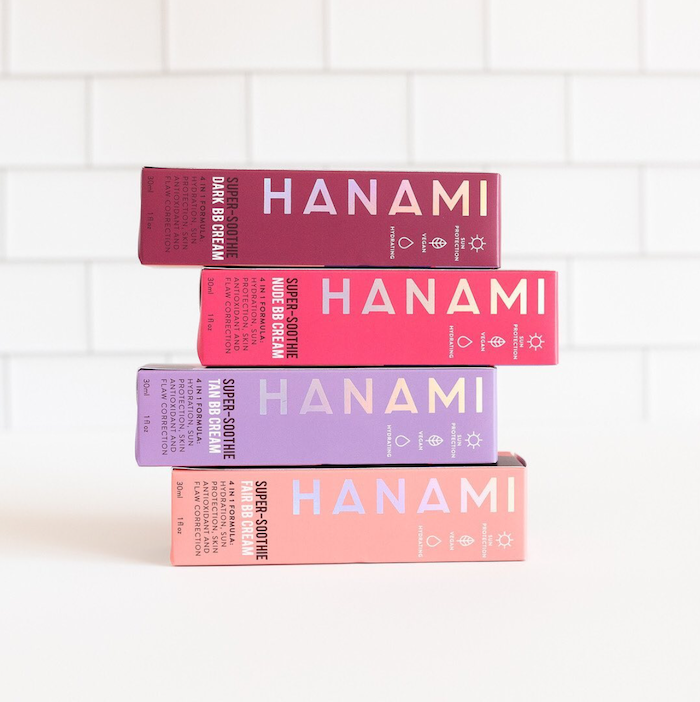 The range of Hanami Super Soothie BB creams in 4 different shades