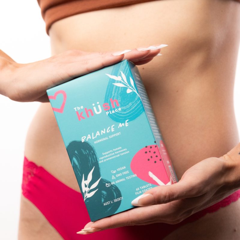 The Khush place Balance Me hormone support supplement.