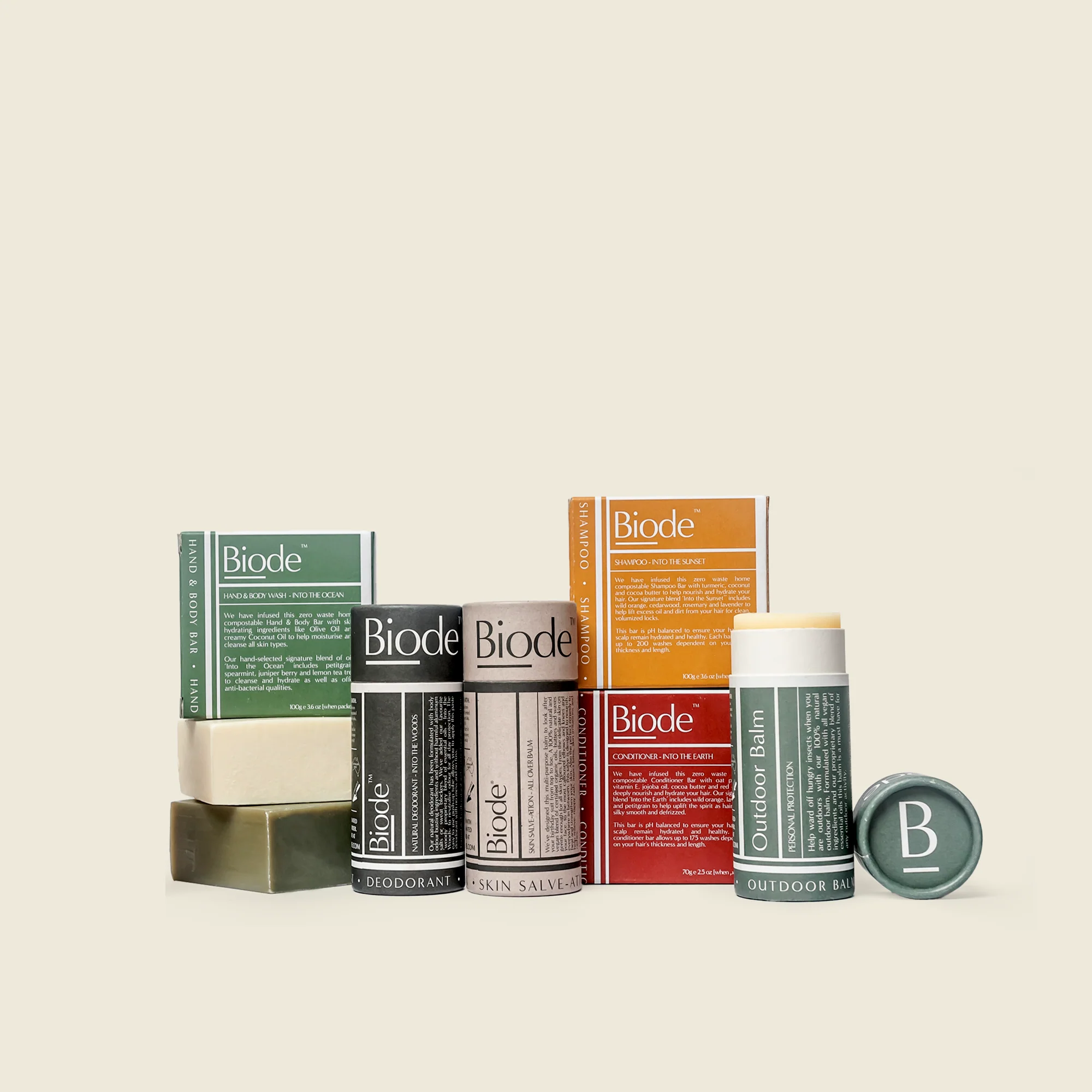 Range of Biode products displayed on a neutral background
