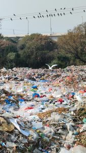 A rubbish tip with lots of plastic and general waste